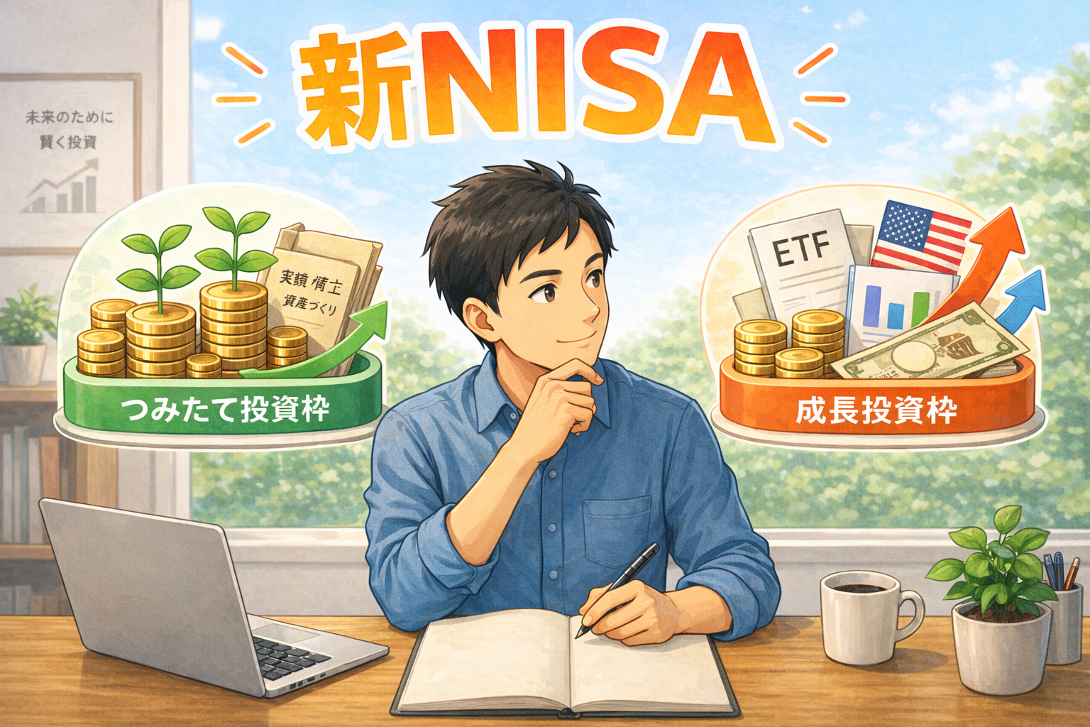 新NISAのつみたて投資枠と成長投資枠の違いを解説するイメージ